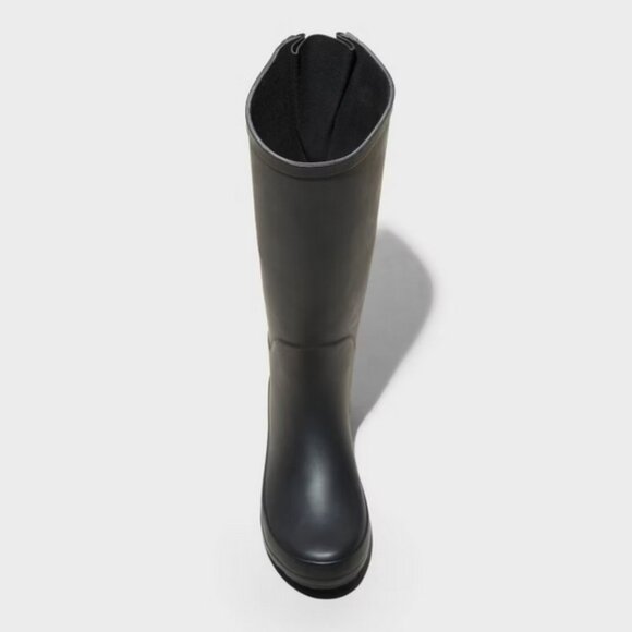 Women's River Tall Rain Boots - A New Day™ Black 8 - Picture 2 of 4